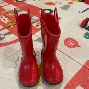 Red toddler rain boots